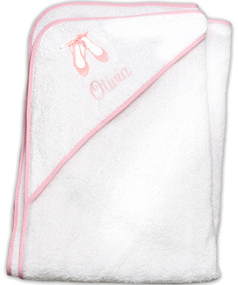 Baby's Bath Hooded Towel with Ballet Slippers